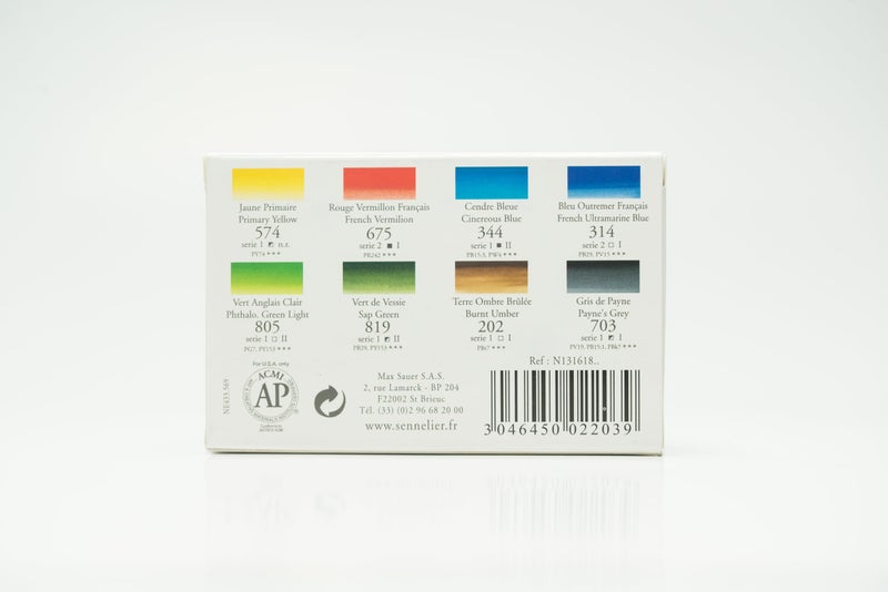 SENNELIER L'Aquarelle French Watercolor Paint, Aqua Mini Set of 8 Half Pans - Image 3
